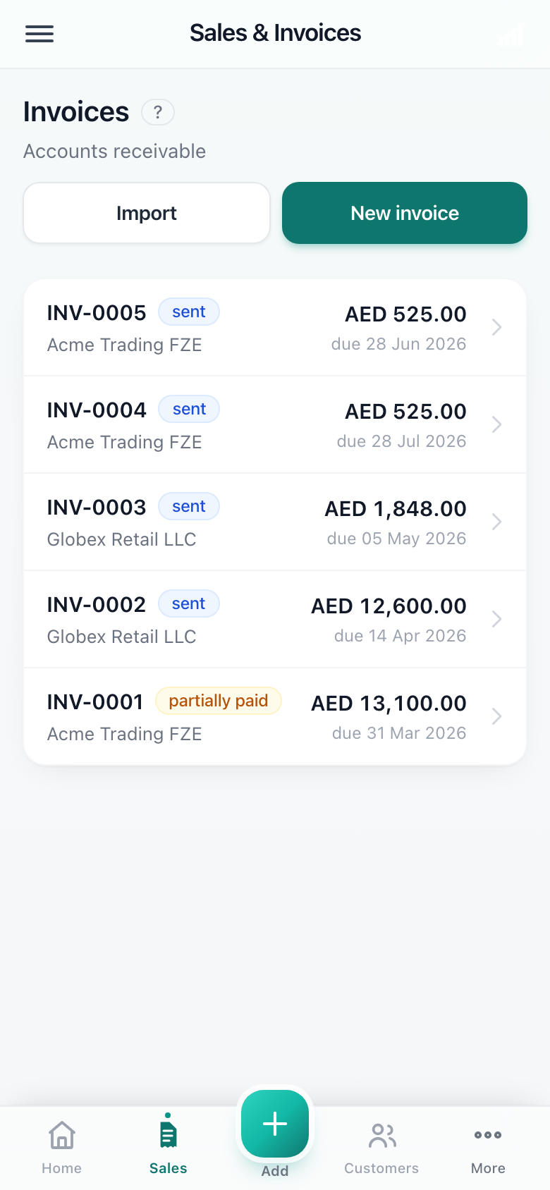 Your invoices. — phone view
