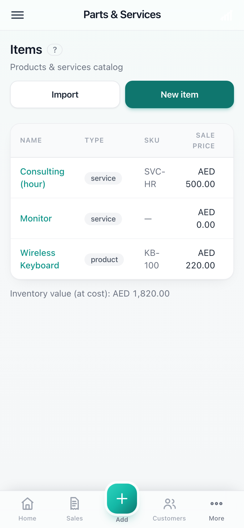 Your products & items. — phone view