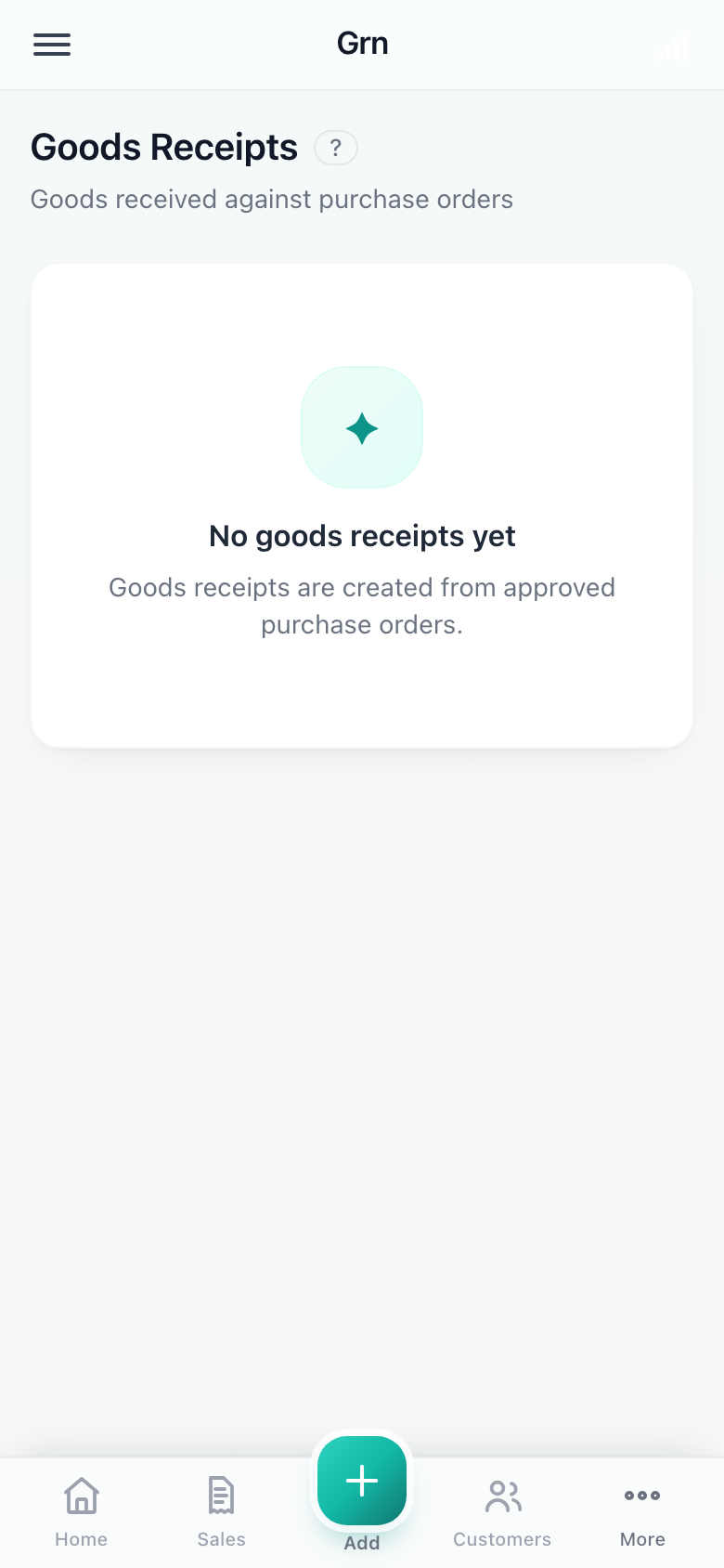 Goods received (GRN). — phone view