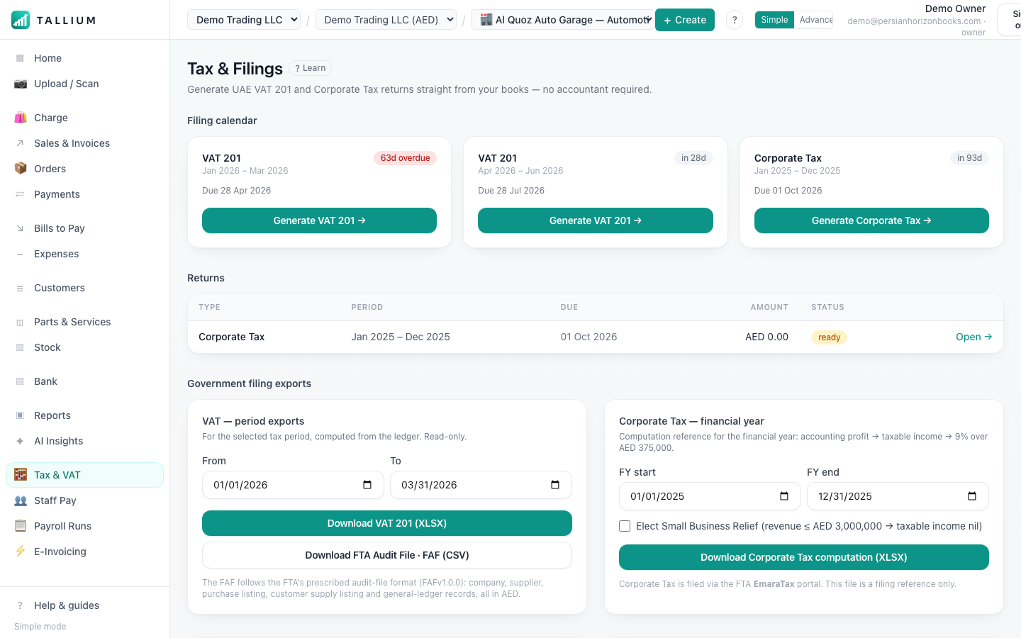 Your tax filings. — desktop view